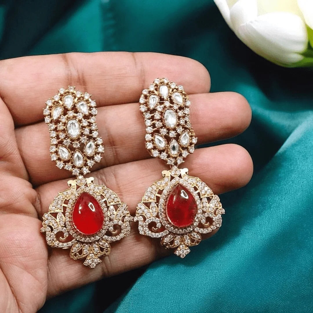 Rushika Doublet Gemstone Earrings – Luxurious Statement Jewelry for Ethnic & Party Looks
