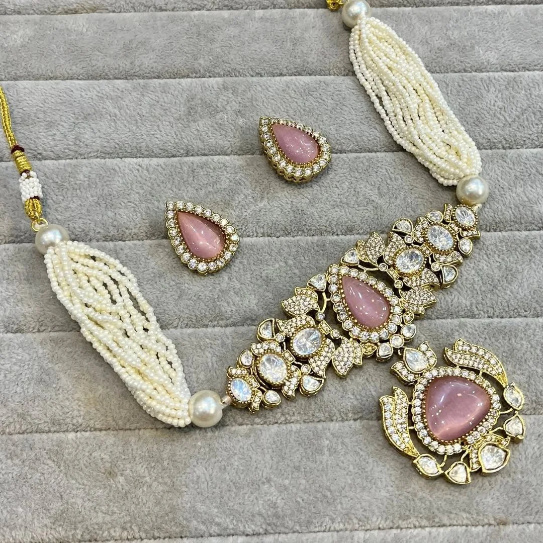 Prisha Sabyasachi Moissanite Polki Choker Set – Pearls Edition