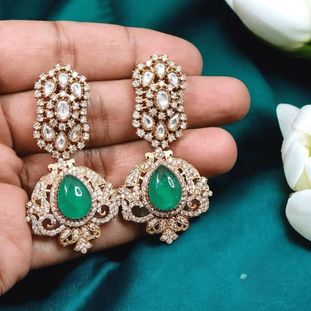 Rushika Doublet Gemstone Earrings – Luxurious Statement Jewelry for Ethnic & Party Looks