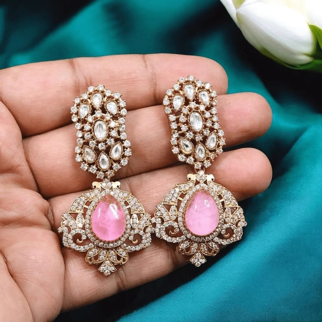Rushika Doublet Gemstone Earrings – Luxurious Statement Jewelry for Ethnic & Party Looks