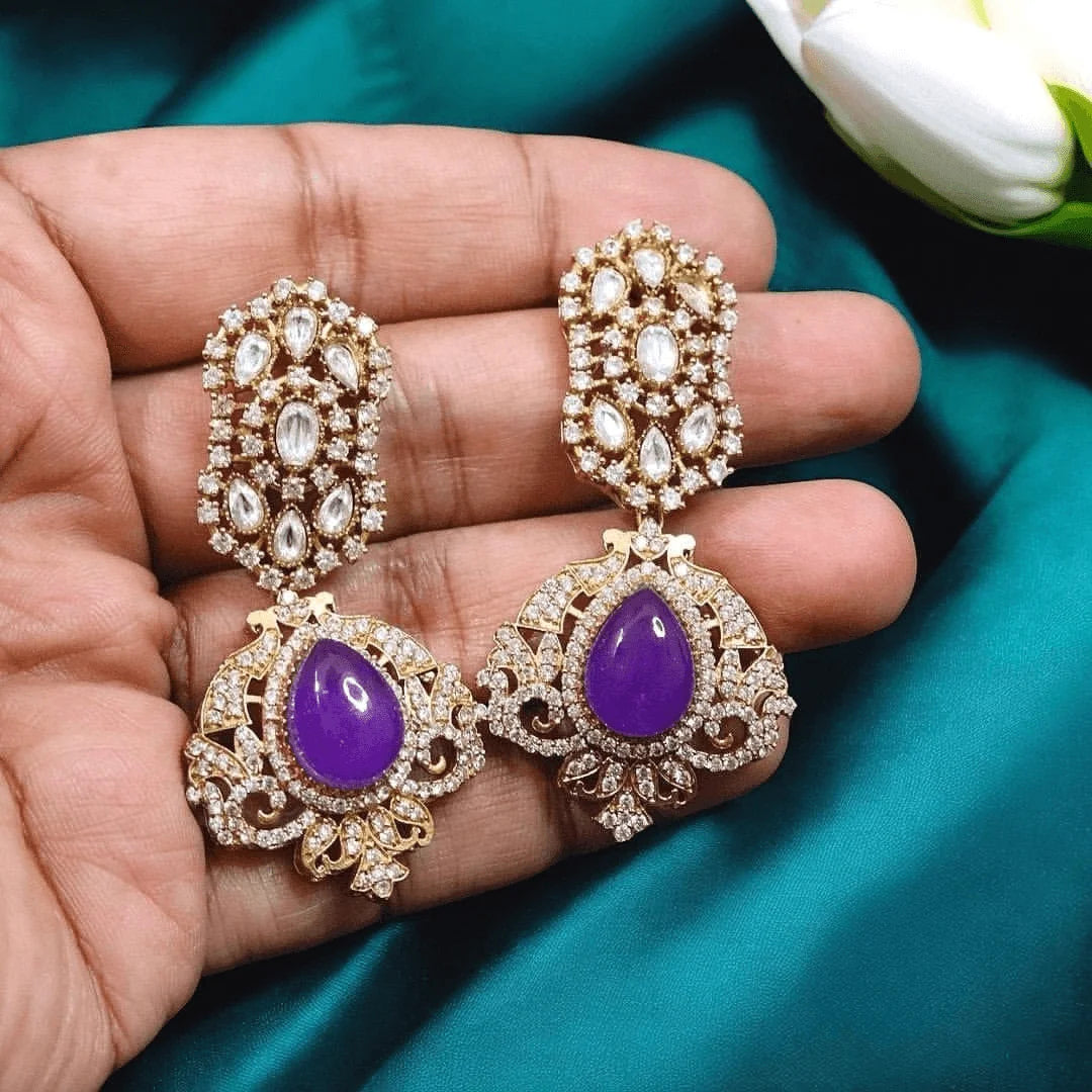 Rushika Doublet Gemstone Earrings – Luxurious Statement Jewelry for Ethnic & Party Looks