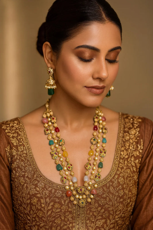 Multicolor rani haar necklace set