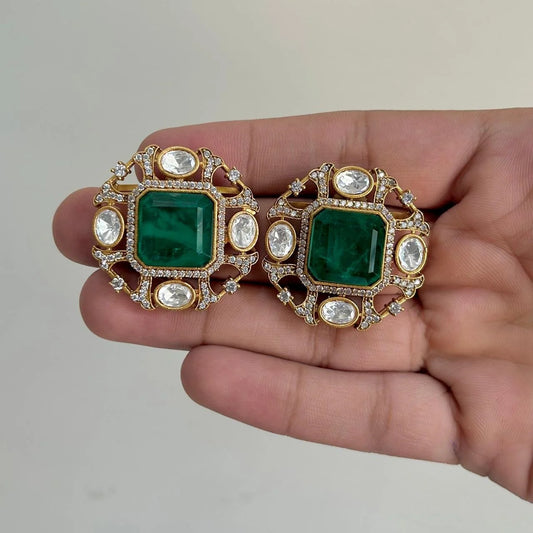 Doublet moissanite stud earrings