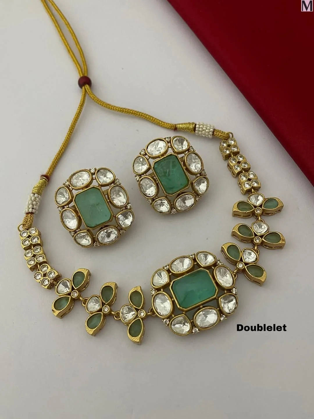 Neharika Moissanite Necklace Set – Dual Colour Edition