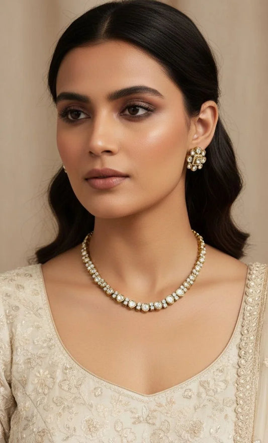 Moissanite polki necklace set