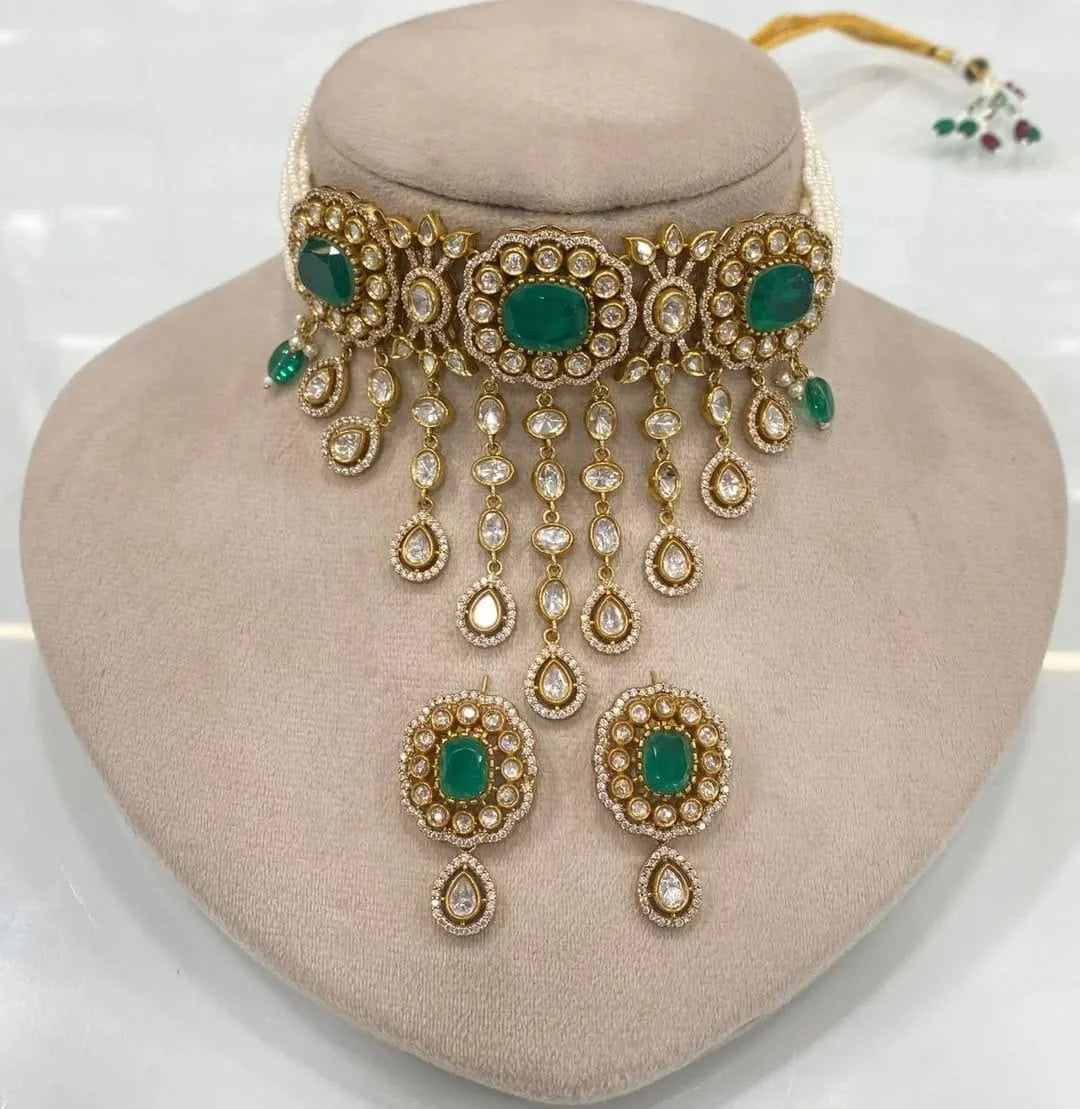 Sabyasachi-Style Emerald Choker Set