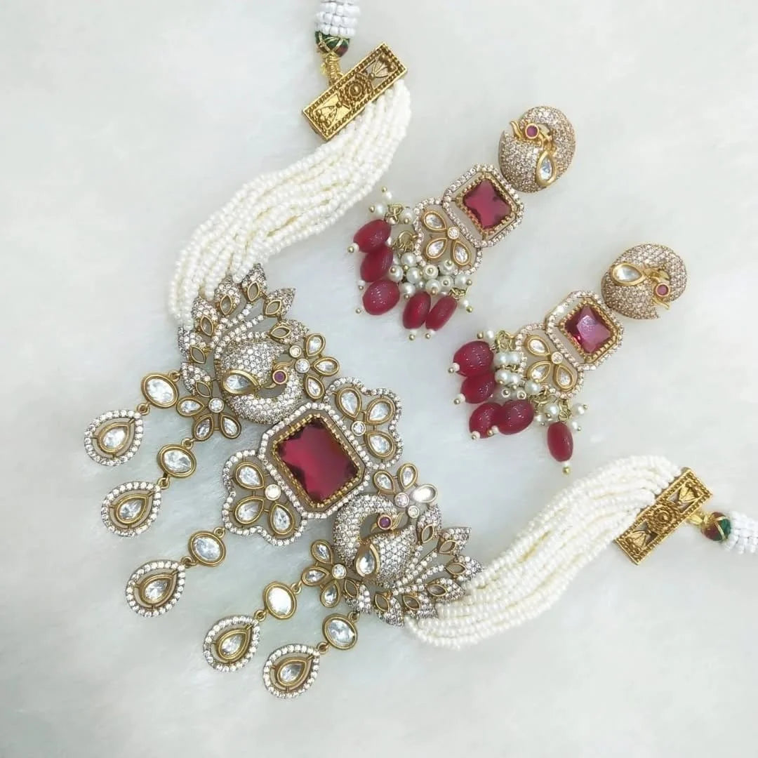 Mayura Doublet Stone Choker Set – Elegant Bridal Jewellery