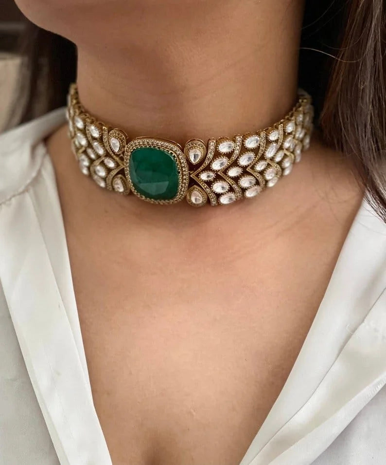 Sia Victorian polki stone choker set