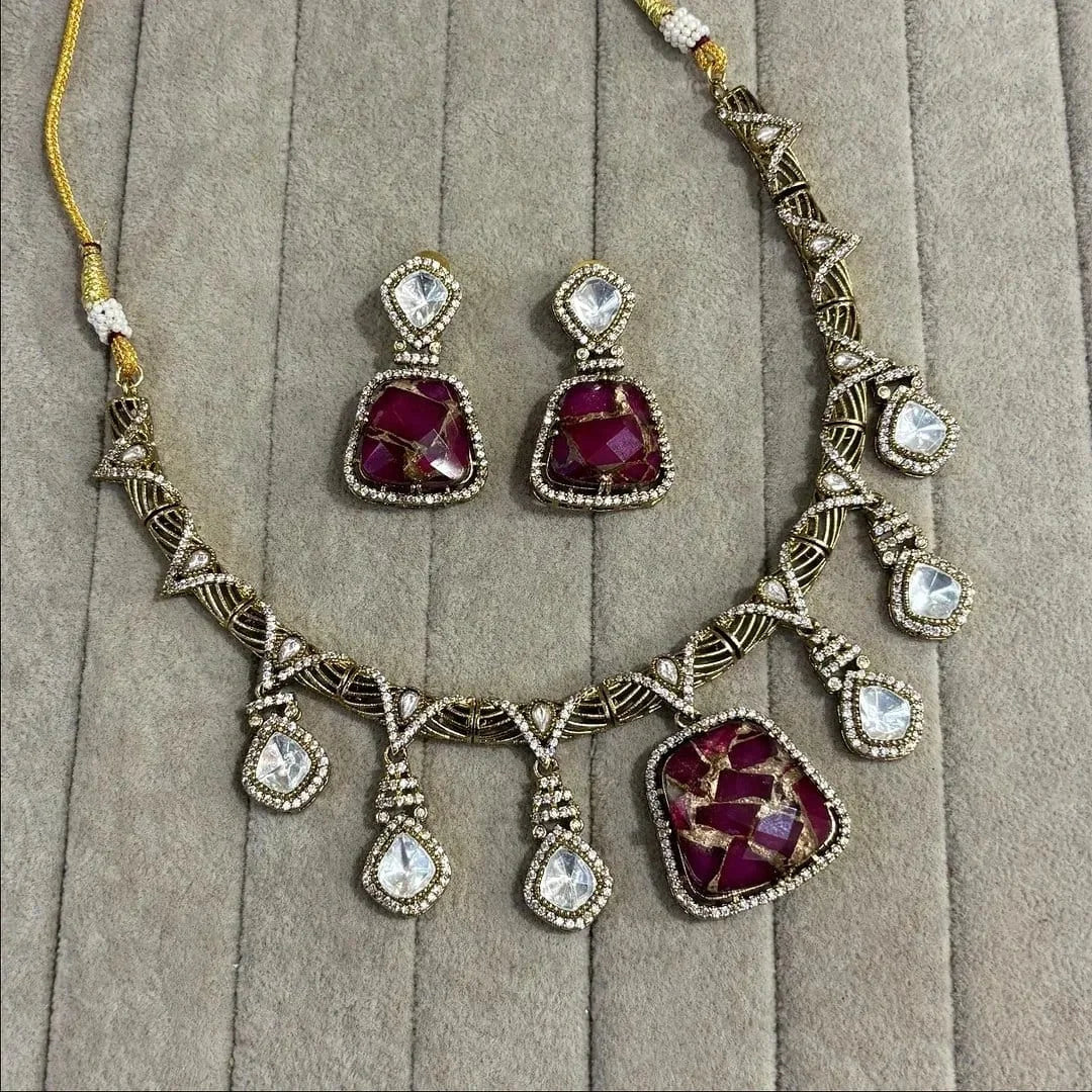 Janhvi Sabyasachi Inspired Fire Doublet Stone Set