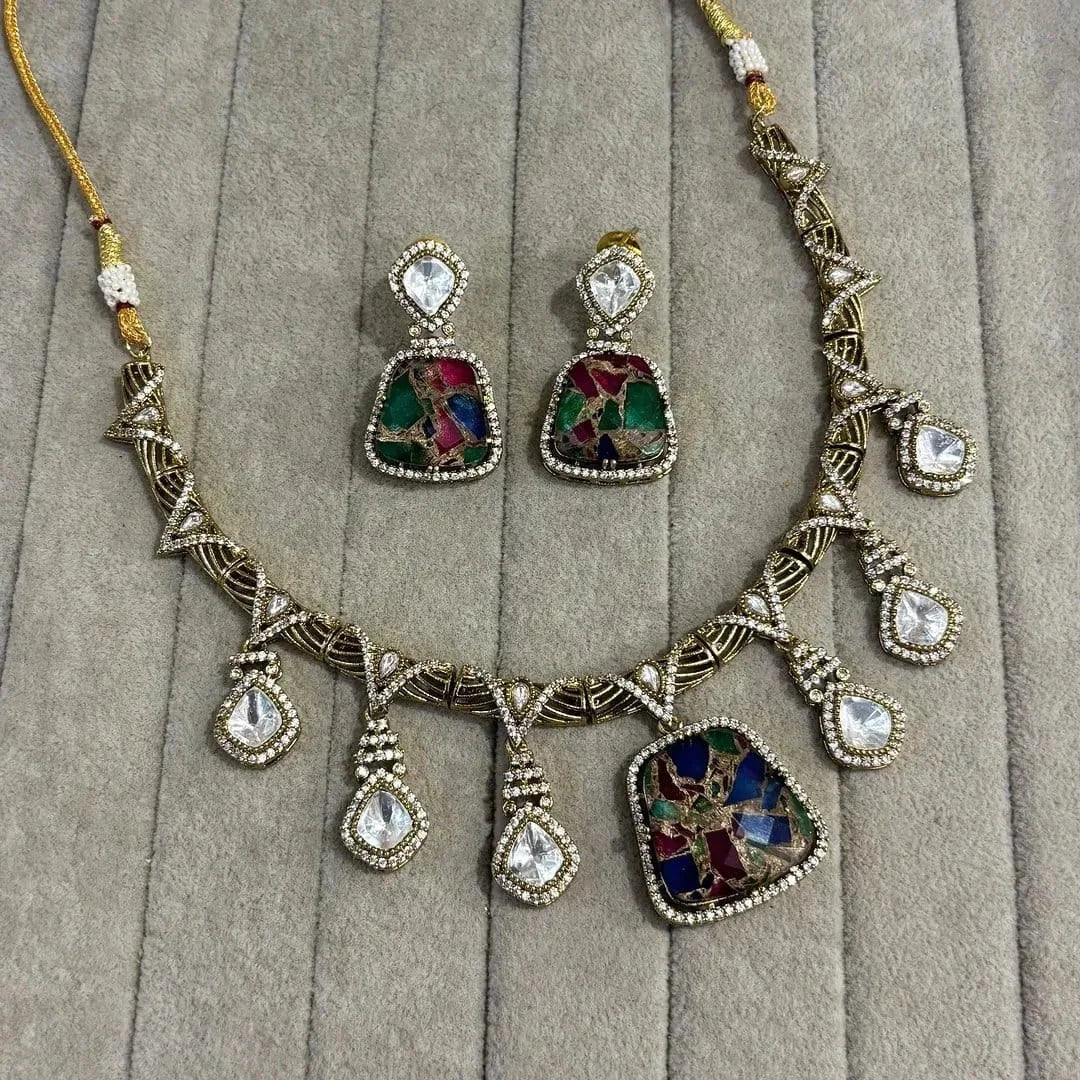 Janhvi Sabyasachi Inspired Fire Doublet Stone Set