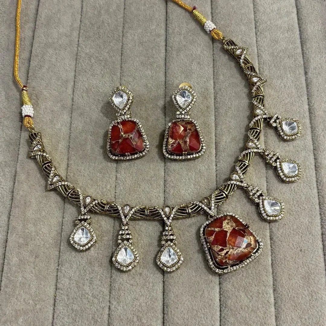 Janhvi Sabyasachi Inspired Fire Doublet Stone Set